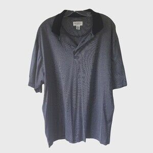 Sport Haley RESERVE Mens Large Polo Shirt Navy Striped Cotton Short Sleeved